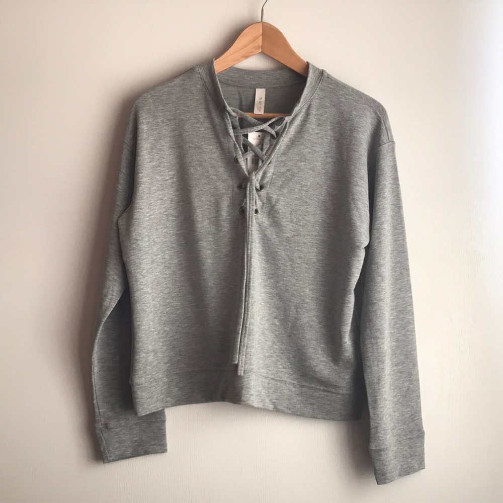 NWT Long sleeve grey top
